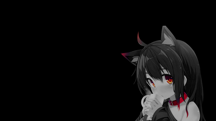 4K Cat Girl Drinking From Mug
