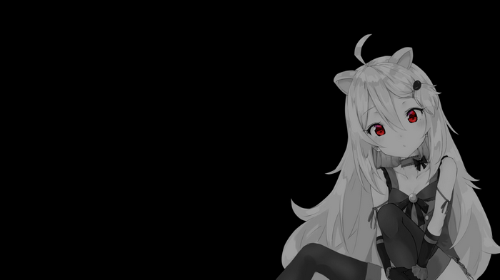4K Cat Girl with Red Eyes on Black Background