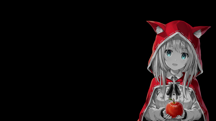 4K anime girl with fox ears holding an apple
