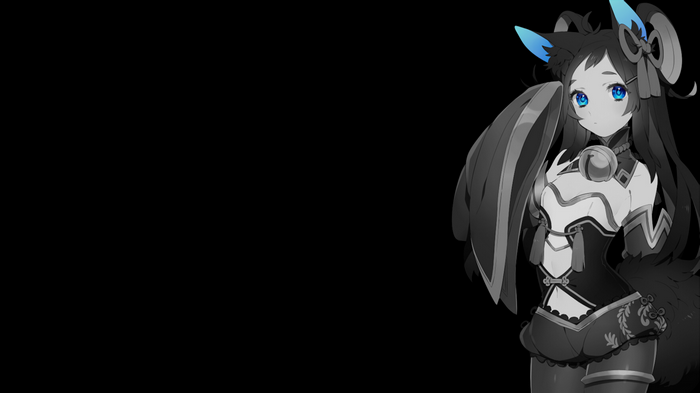 4K selective coloring fox girl with blue eyes