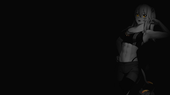 Anime girl with abs in sports bra and shorts