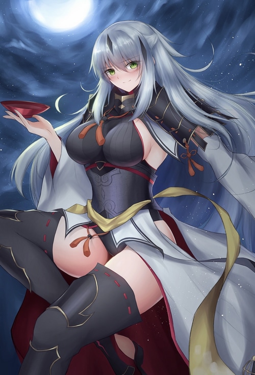 Nagao Kagetora from Fate/Grand Order holding a sake cup