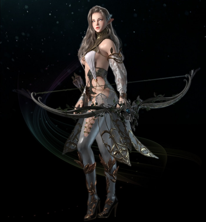 Elf archer with a bow on a dark background