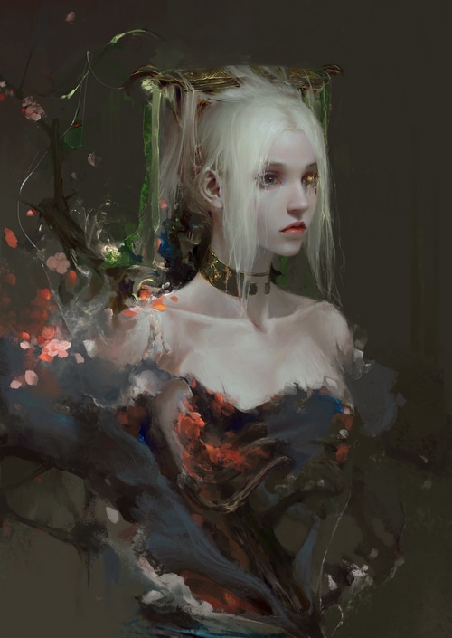 4K fantasy girl looking into the distance