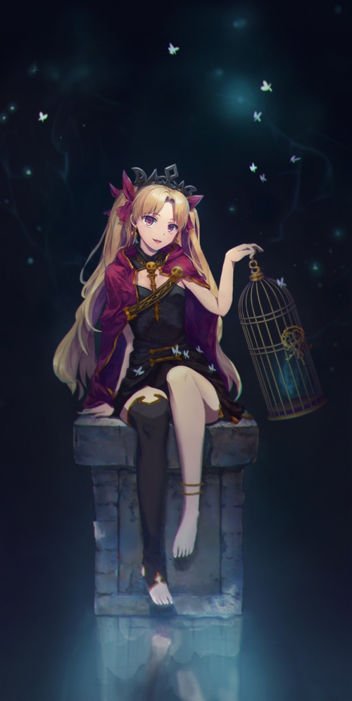 Ereshkigal from Fate/Grand Order holding a birdcage