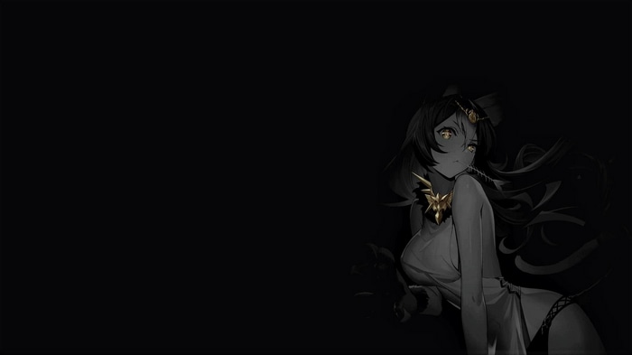 Anime girl with golden eyes and collar