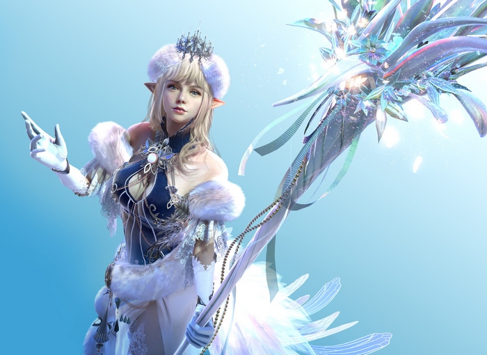 Fantasy Elf Girl with Ice Staff