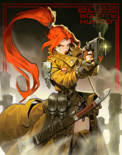 Bounty Hunter with Gun and Sword