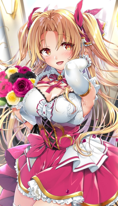 Ereshkigal from Fate/Grand Order holding a bouquet