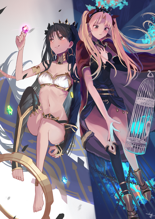 Ereshkigal Blonde Twins Fate Series Twintails Fan Art Ishtar Fate Grand Order HD