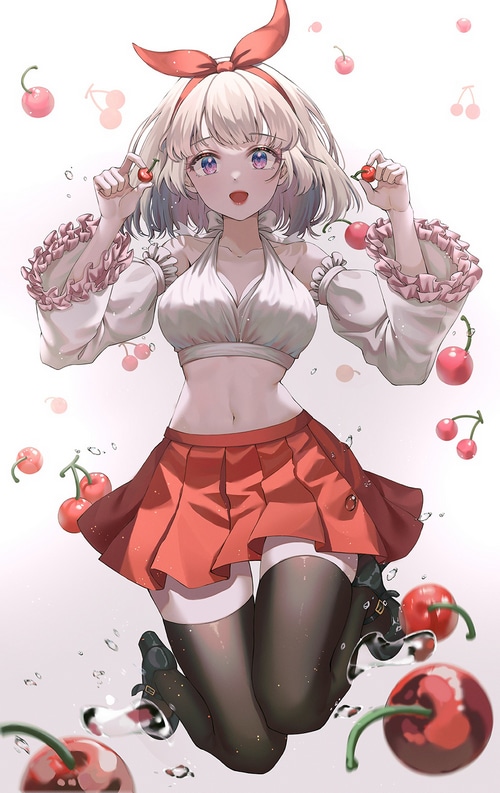 Anime girl with cherries and red skirt