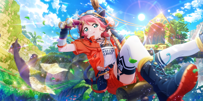 Kurosawa Ruby with binoculars in a jungle setting