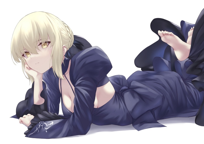 Saber Alter in a dark dress, Fate series fan art
