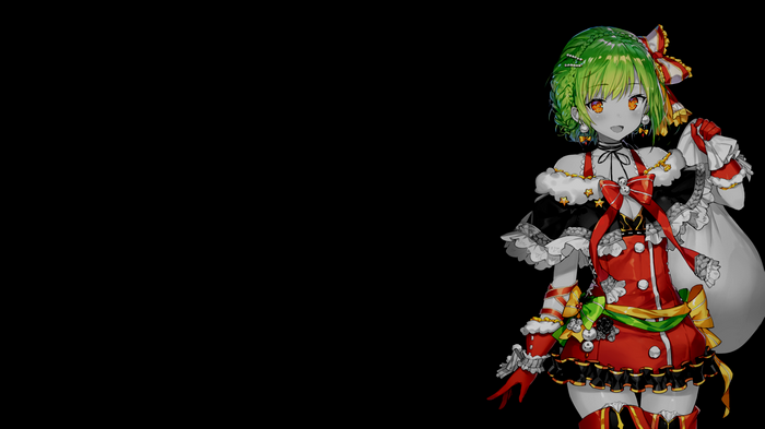 4K Christmas clothes anime girl with selective coloring
