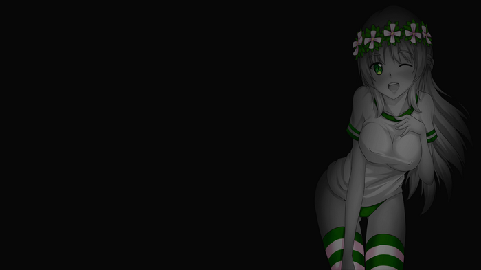Anime girl with flower crown and green accents