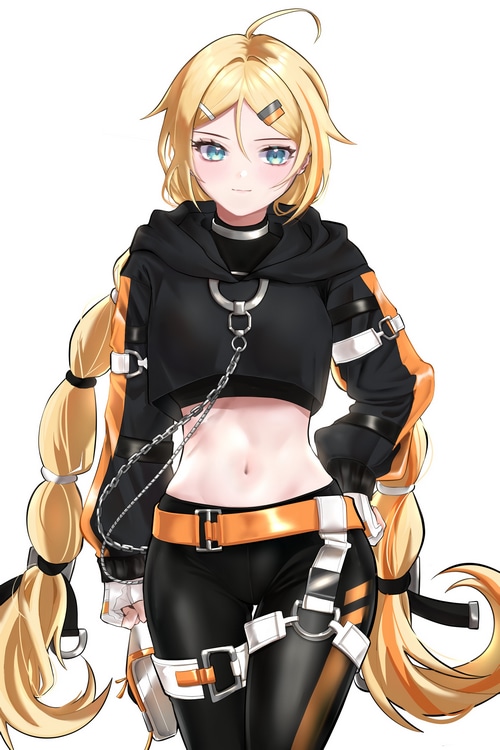 Anime girl with blonde ponytail and blue eyes