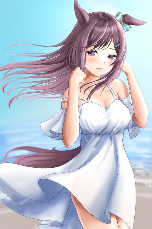 Mejiro Dober from Uma Musume Pretty Derby on the beach