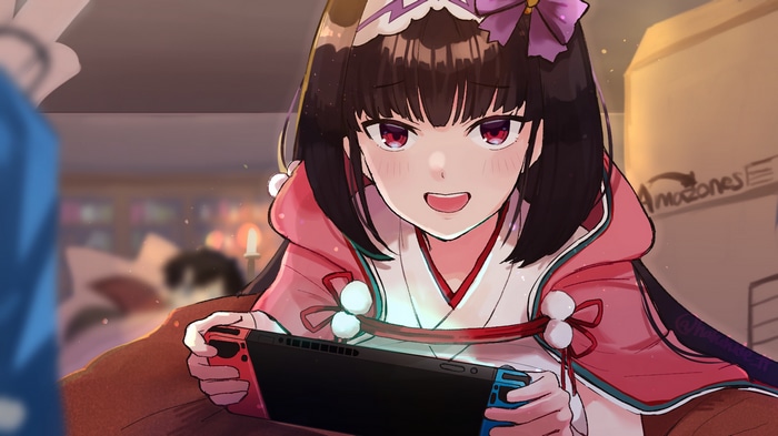 Osakabehime playing Nintendo Switch