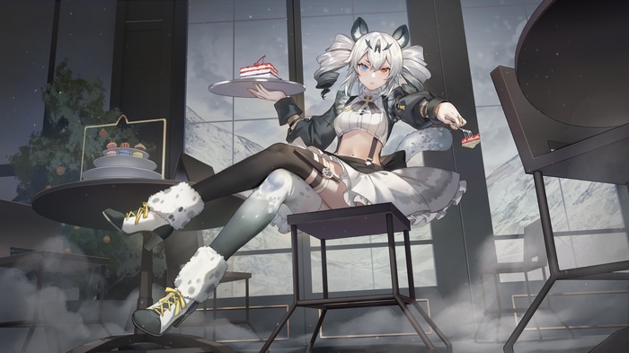 Karenina from Punishing: Gray Raven with cake