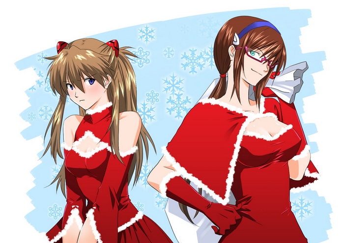 Asuka and Mari in Christmas Outfits