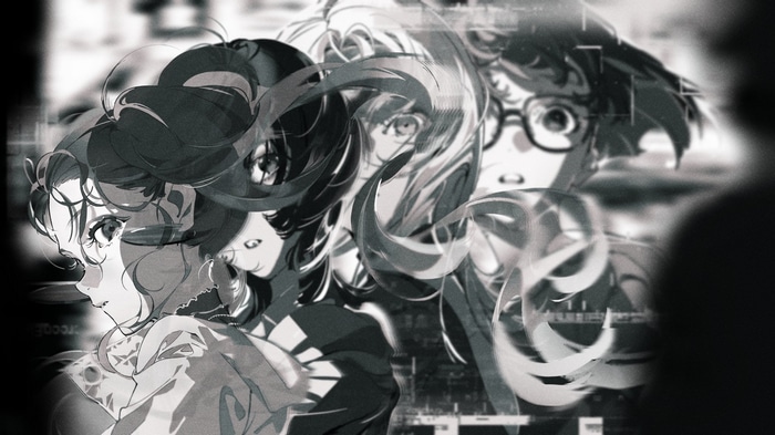 Anime characters with overlapping faces and hair