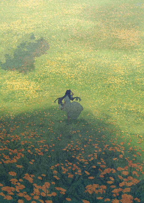Girl in a field of flowers