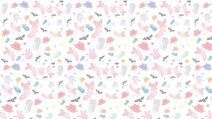 4K Pattern of Axolotls, Jellyfish, Bats, and Ghosts
