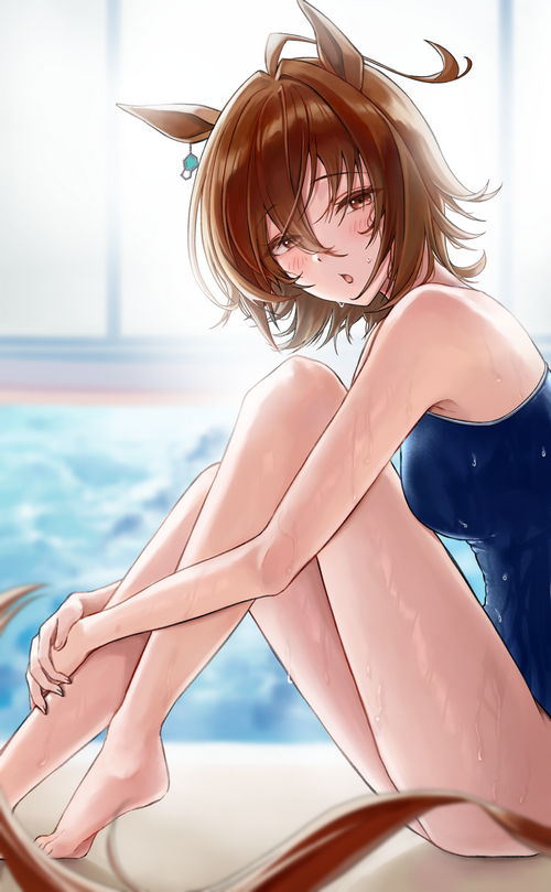 Agnes Tachyon in a swimsuit from Uma Musume Pretty Derby