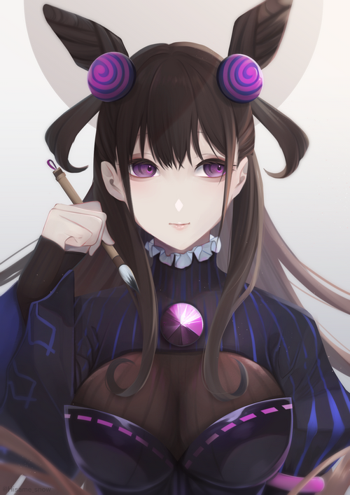 Murasaki Shikibu from Fate/Grand Order holding a brush
