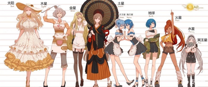 The Solar System Girls Personified
