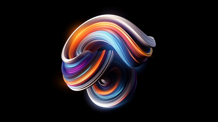 4K abstract colorful twisted shape on black background