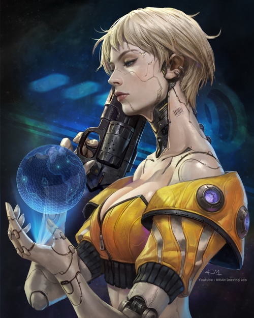 Kim Sung Hwan's Cyborg Woman with Gun and Hologram