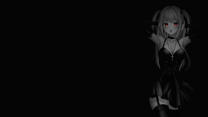 Death Note, selective coloring, Misa Amane, black background, dark ...