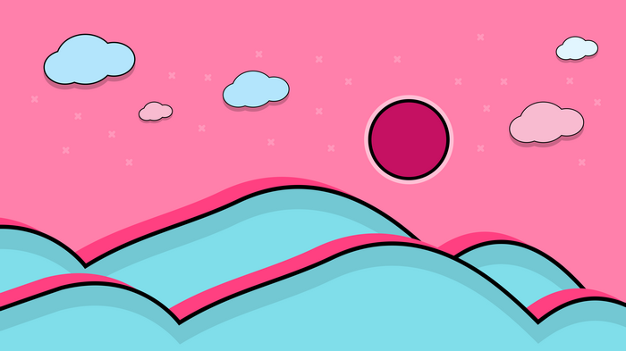 4K abstract landscape with clouds and hills