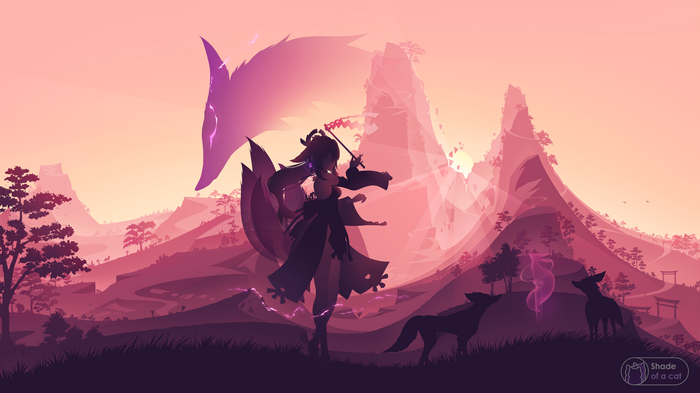 4K Genshin Impact Yae Miko Fantasy Art Landscape