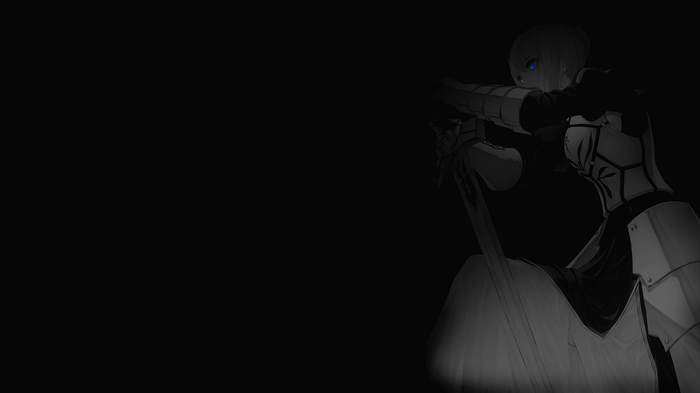 Saber from Fate series with blue eyes and sword