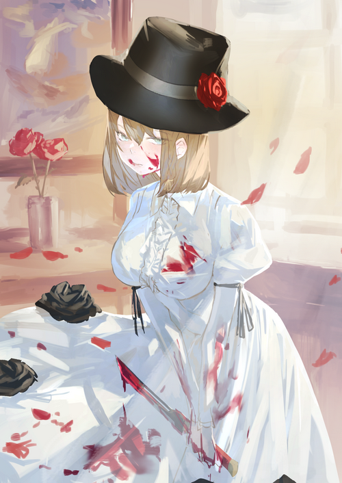 Charlotte Corday with Knife and Blood