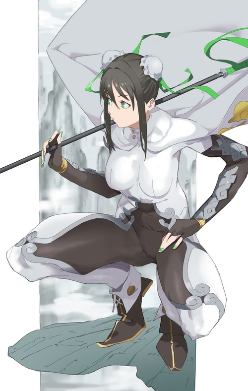 Qin Liangyu from Fate/Grand Order with a staff