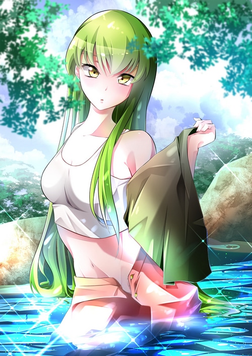 C.C. from Code Geass in water