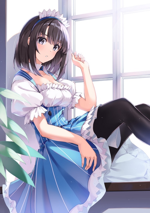 Katou Megumi in a maid outfit