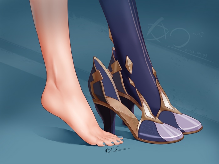 4K Yelan's feet and high heels
