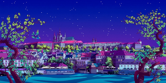Illustration of a city by Camila Nogueira