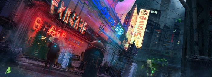 4K Cyberpunk City Street at Night