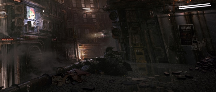 4K Dystopian Cyberpunk City Alley