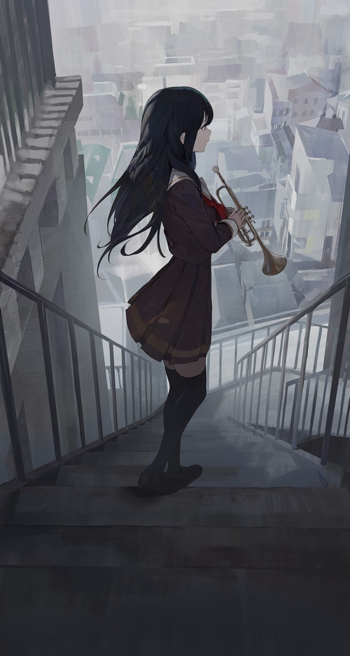 Kousaka Reina with a Trumpet in Hibike! Euphonium