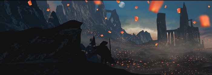 4K Lanterns over a Ruined Landscape