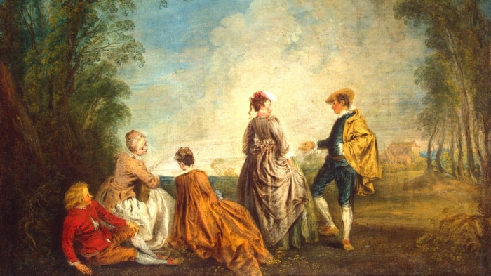 Jean-Antoine Watteau's painting of people in a landscape