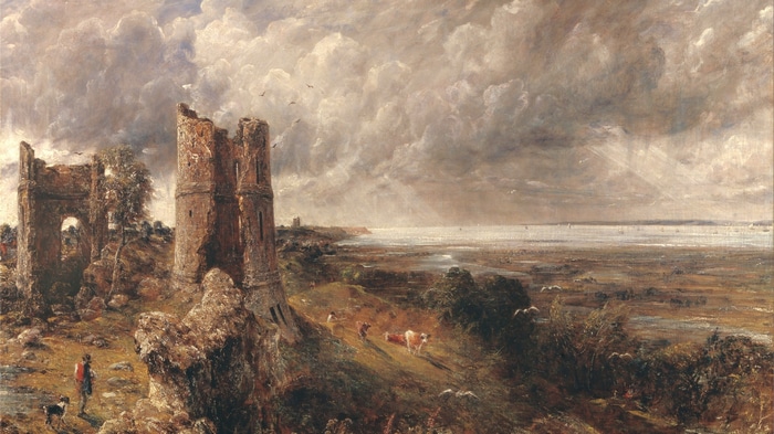 John Constable's Landscape with Castle Ruins and River