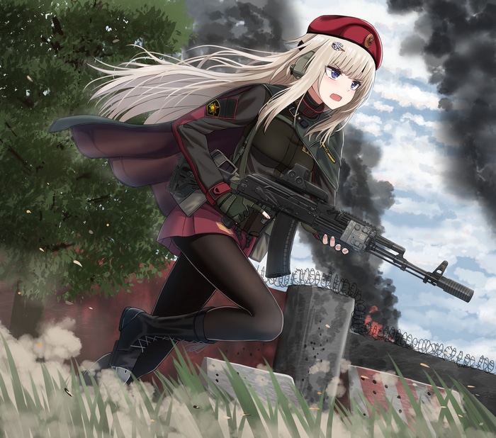 Girls Frontline fan art of a blonde girl with an AK-74M