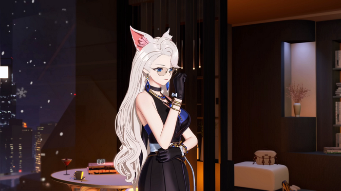 Eileen from A-SOUL with fox ears and glasses